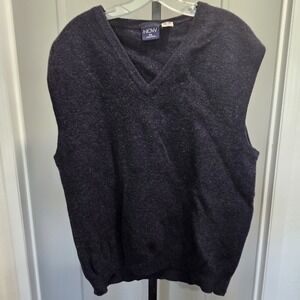 NOW Lambswool Sweater Vest Gray V Neck Pure New Wool Mens 5XL